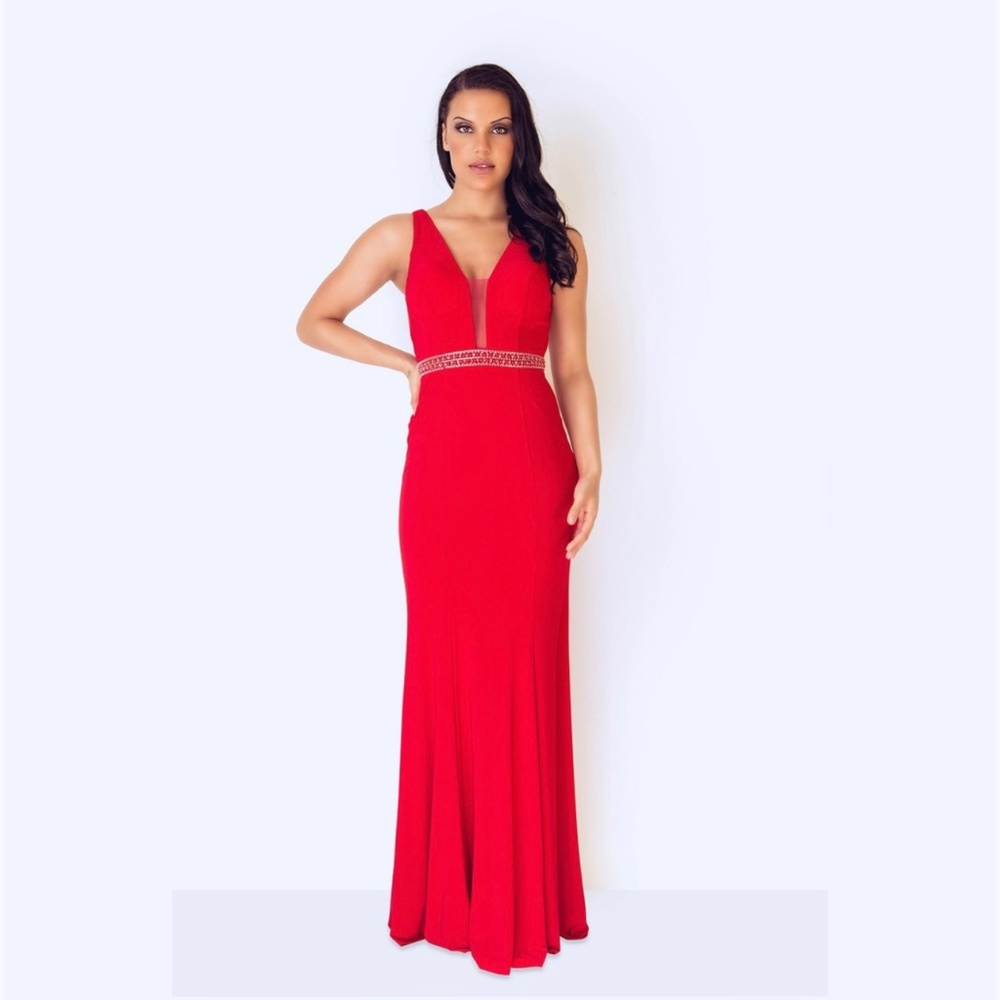 Dynasty 1022807 MAKE AN OFFER red evening prom pageant dress with crystal back